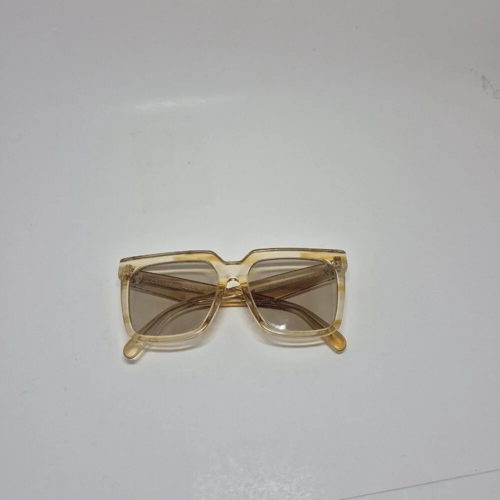 Celine Yellow  Clear Tortoiseshell Square Tinted Sunglasses Made In Italy - Picture 2 of 15